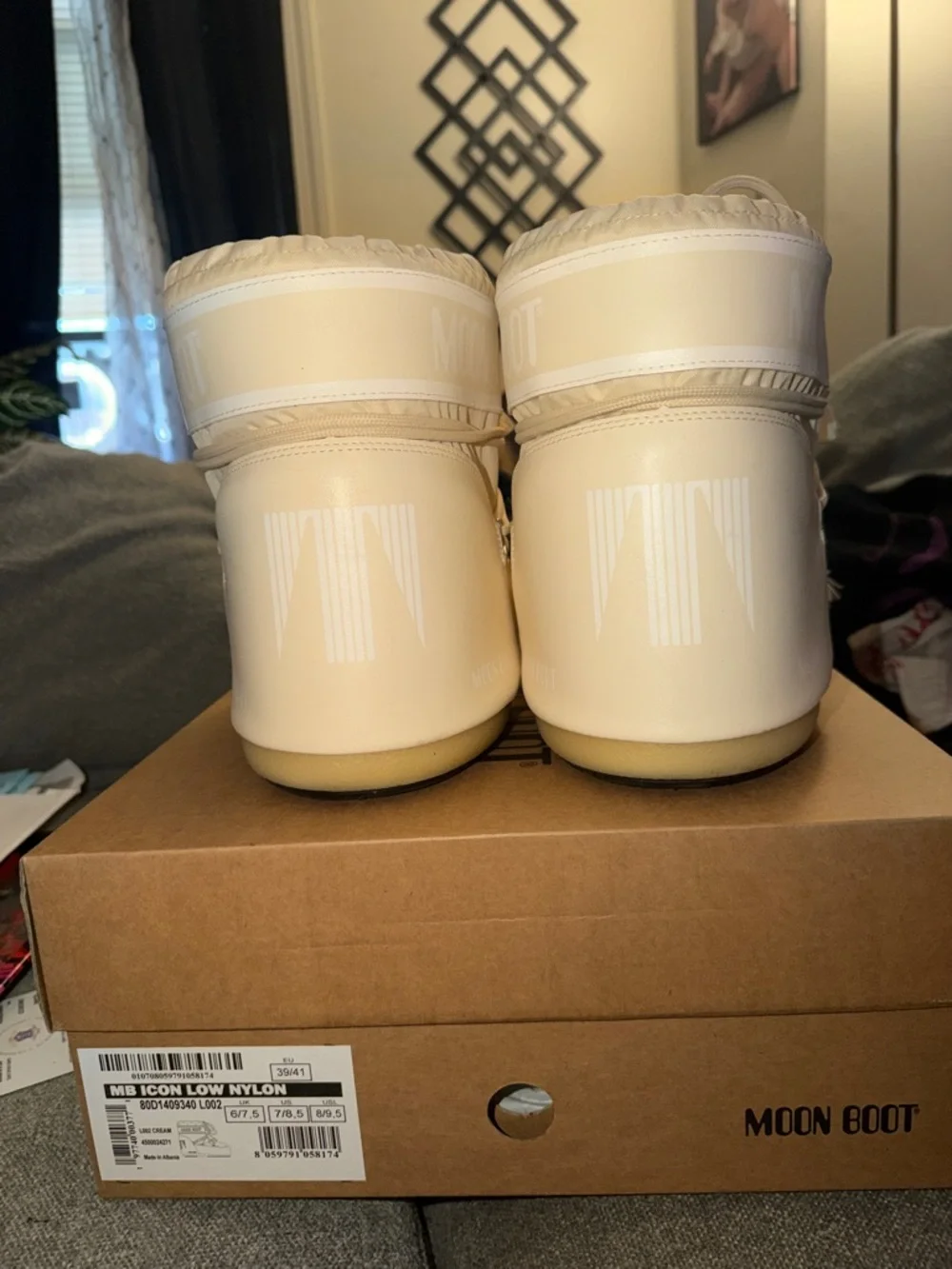 Moon Boot Cream Low Nylon Lace-Up Winter Boots